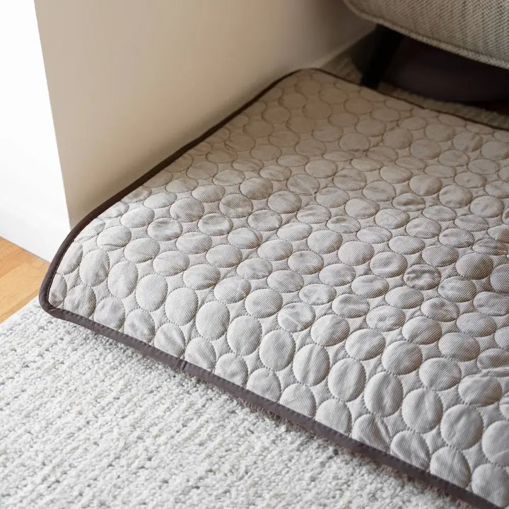 Durable pet cooling mat for dogs, offering a safe, comfortable spot for heat relief. Essential summer accessory.
