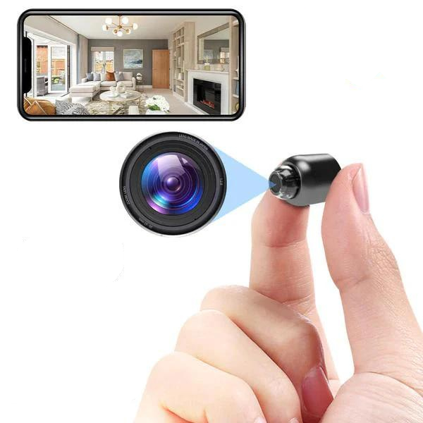 Compact 1080P HD WiFi security camera with night vision for discreet home surveillance.