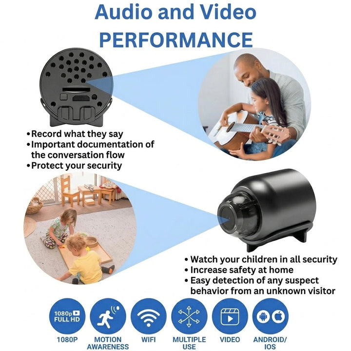Wireless 1080P HD security camera with advanced night vision, ideal for home monitoring and security.