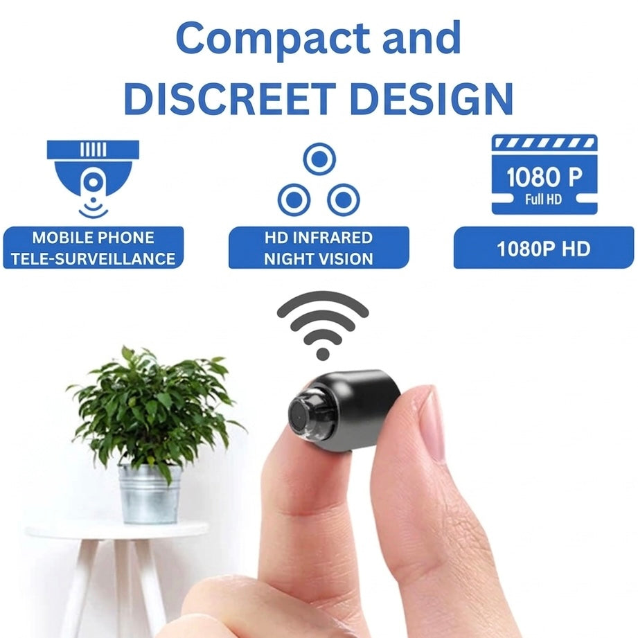 Smart 1080P WiFi security camera with crisp night vision for real-time home surveillance and protection.