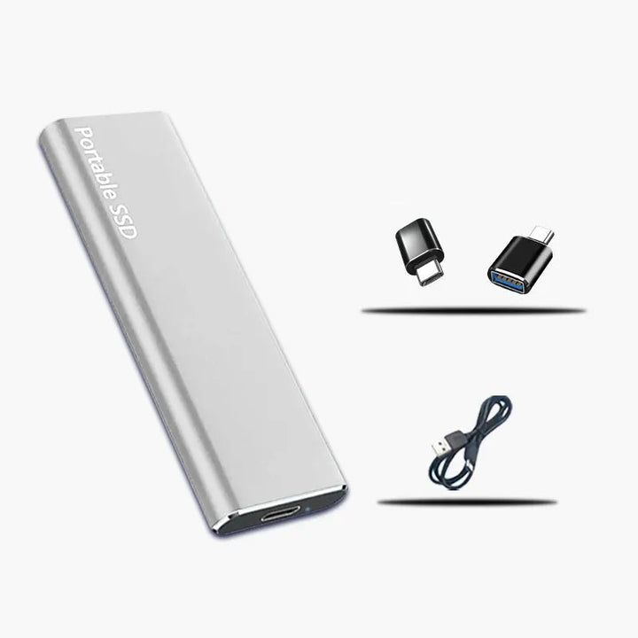 Modern portable 64GB USB-C external hard drive for robust data storage, file backup & mobile use.
