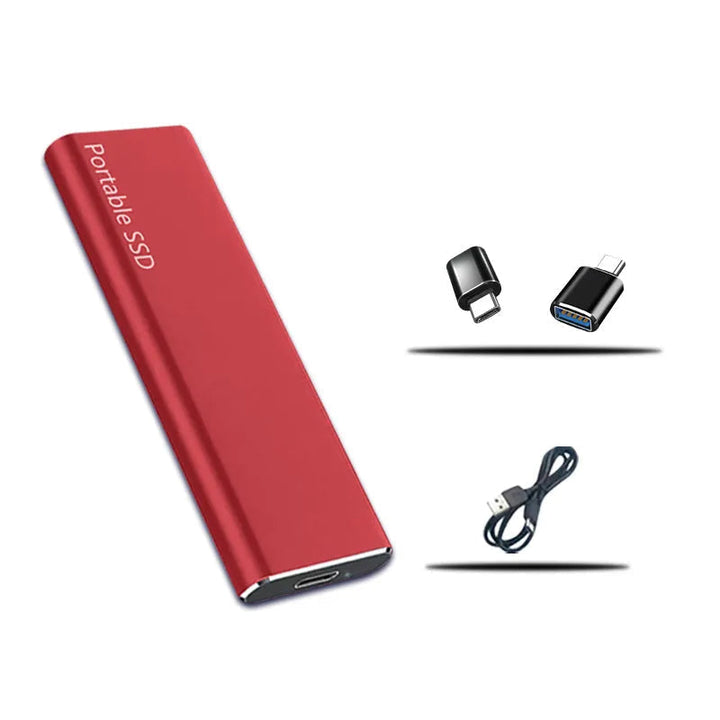 Portable 64GB USB-C external hard drive, highlighting its compact design for data storage & backup.