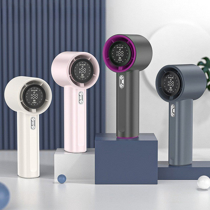 Compact cordless hair dryer with digital display, ideal for unisex use. Portable & rechargeable for travel.