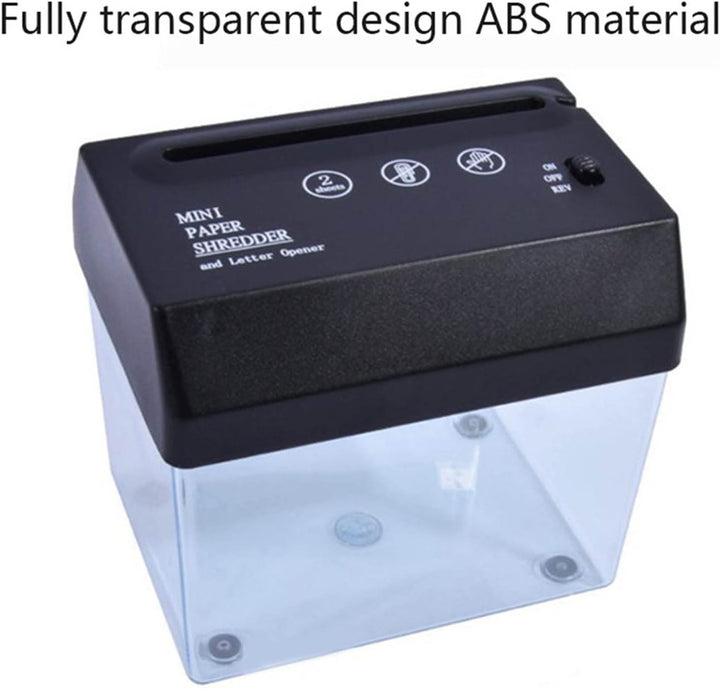Personal compact paper shredder for confidential document destruction, cross-cut.