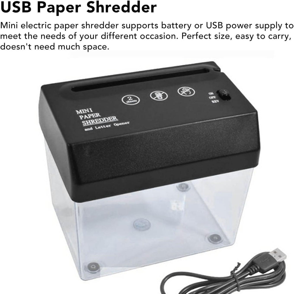 Quiet electronic paper shredder for personal data protection in any compact space.