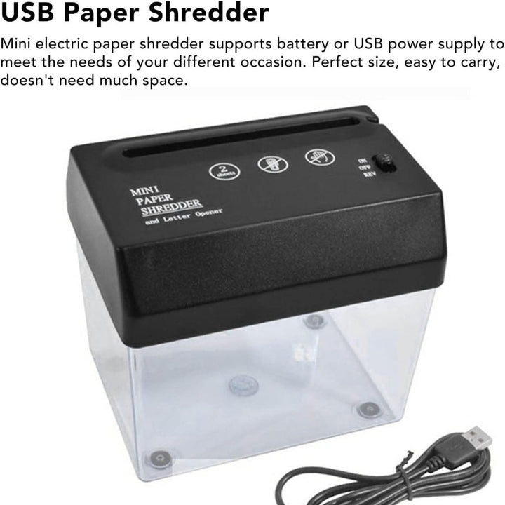 Quiet electronic paper shredder for personal data protection in any compact space.