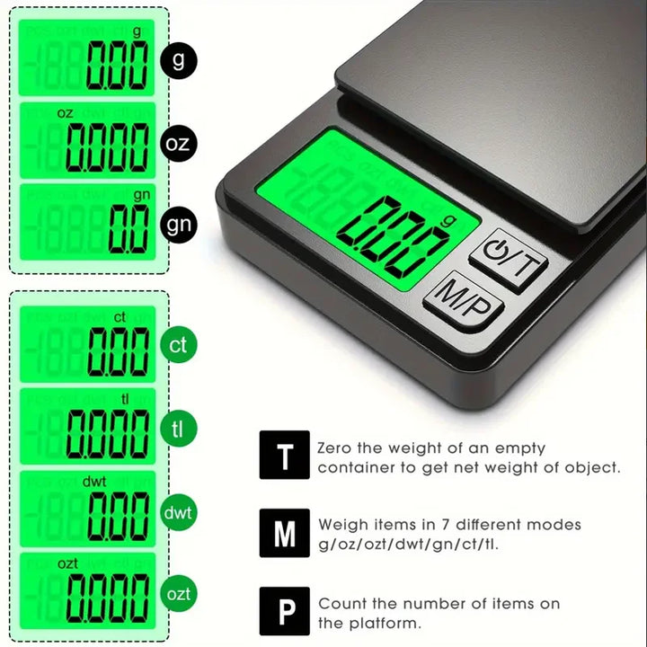 Sleek Precision Pro digital pocket scale, easy to use for accurate weight. Great as a jewelry, coffee, or kitchen scale.