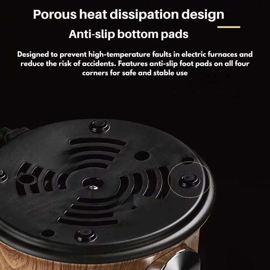 Mini hot plate with temperature control, great for heating sauces, soups, or quick meals.