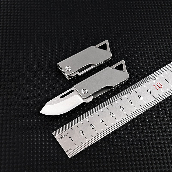 Master foldable D2 stainless steel mini survival knife. EDC pocket tool for camping, hiking, and outdoor adventures.