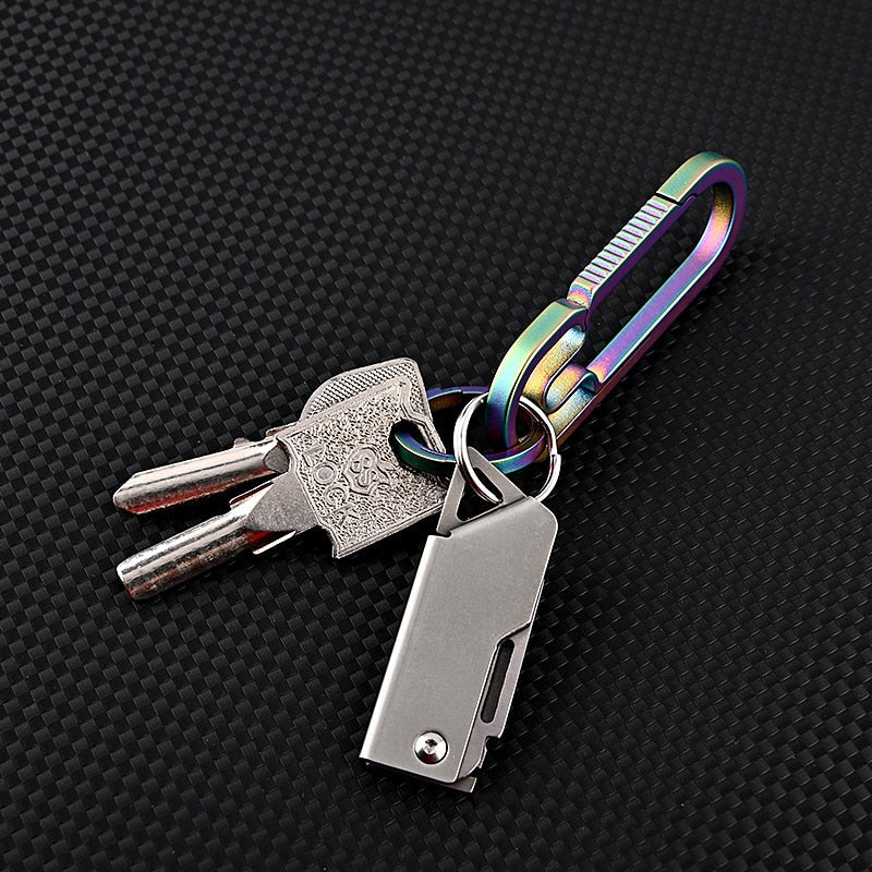 Folded mini D2 stainless steel survival knife. Compact pocket knife, an essential EDC tool for camping & hiking.