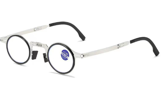 Lightweight silver-framed magnifying glasses, ideal travel accessories providing clear vision aid on the go.