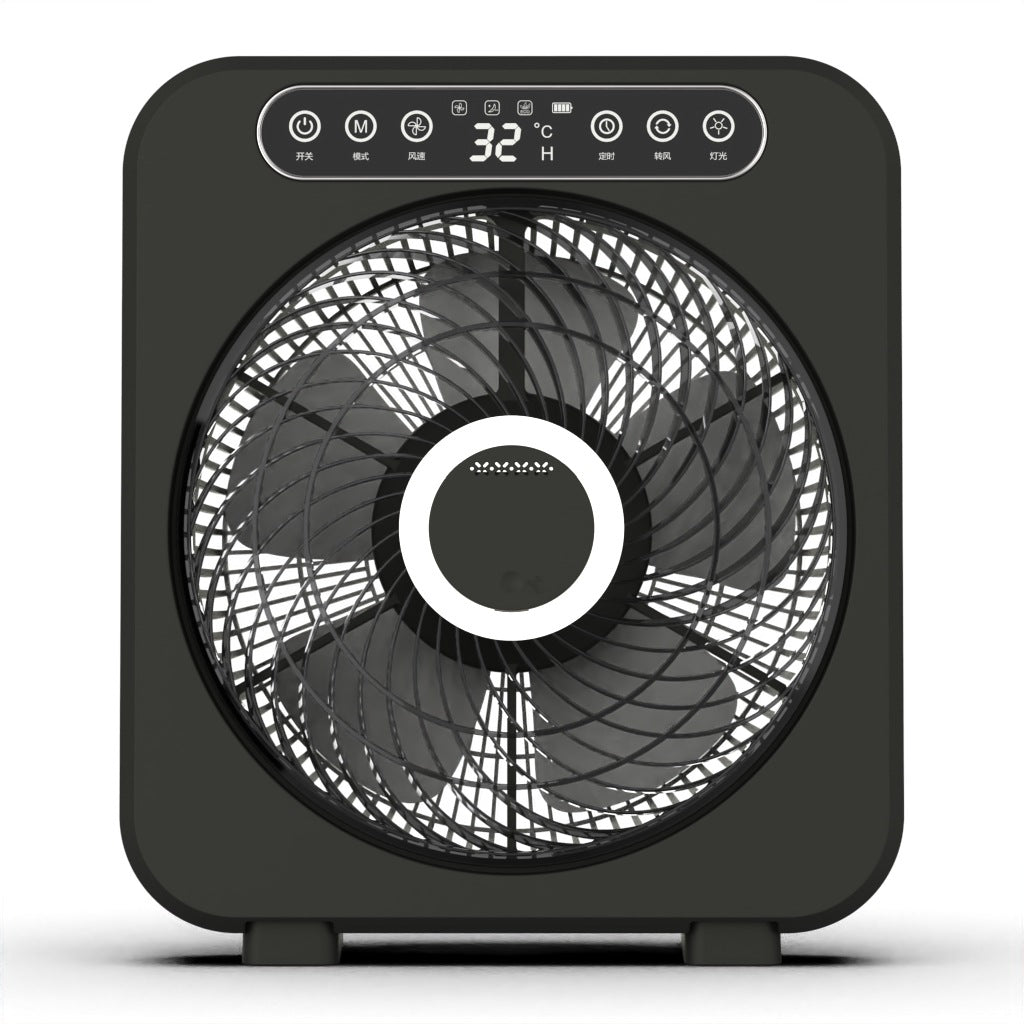 White personal electric cooling fan, ideal for desktop or home office. Delivers quiet, refreshing airflow.