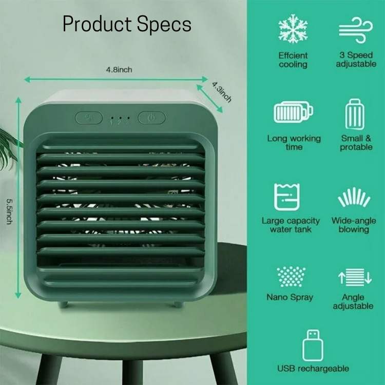 Portable evaporative air conditioner, a compact summer essential for personal quiet cooling.