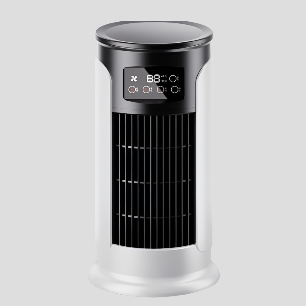 Compact portable bladeless cooling fan, ideal for personal use in small spaces like home office desks.