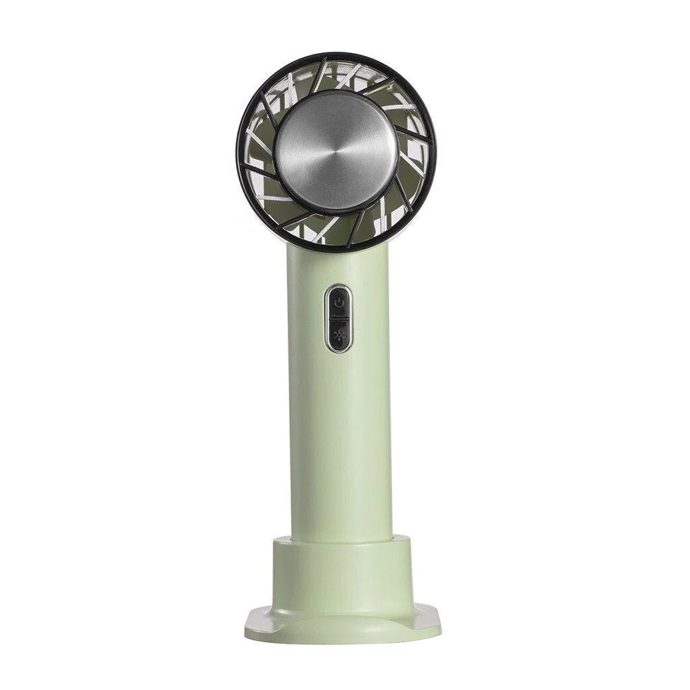 Compact rechargeable portable cooling fan for personal comfort, ideal for desk, travel, and outdoor use.