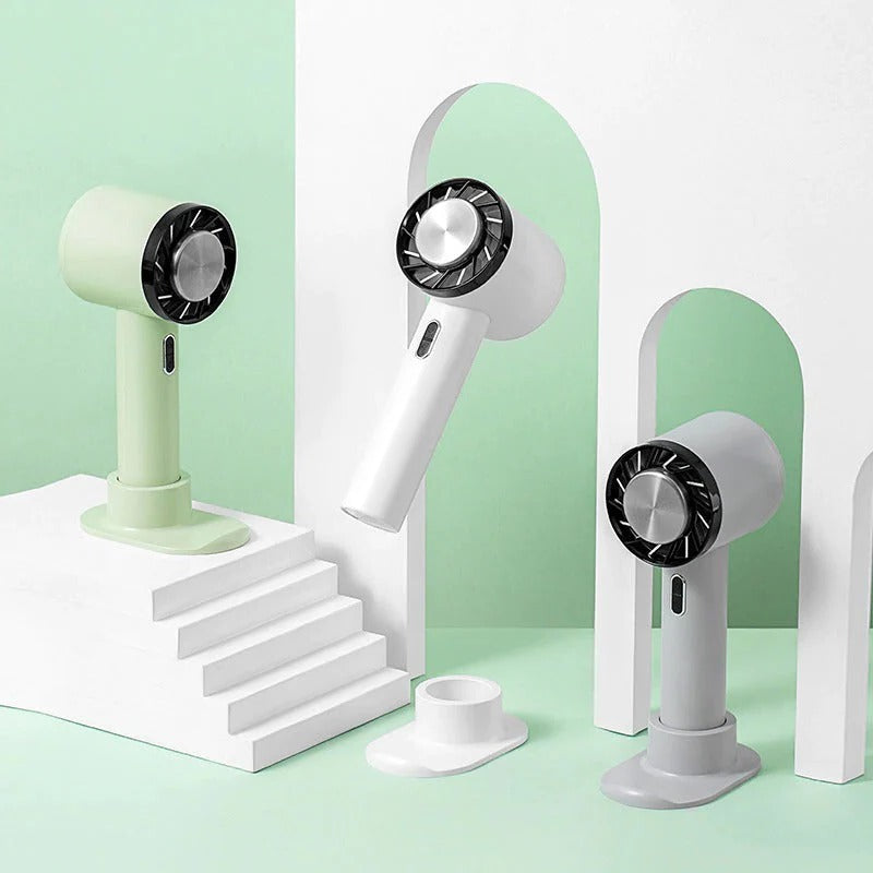 Versatile portable cooling fan for home, office, or outdoor use; compact rechargeable design.