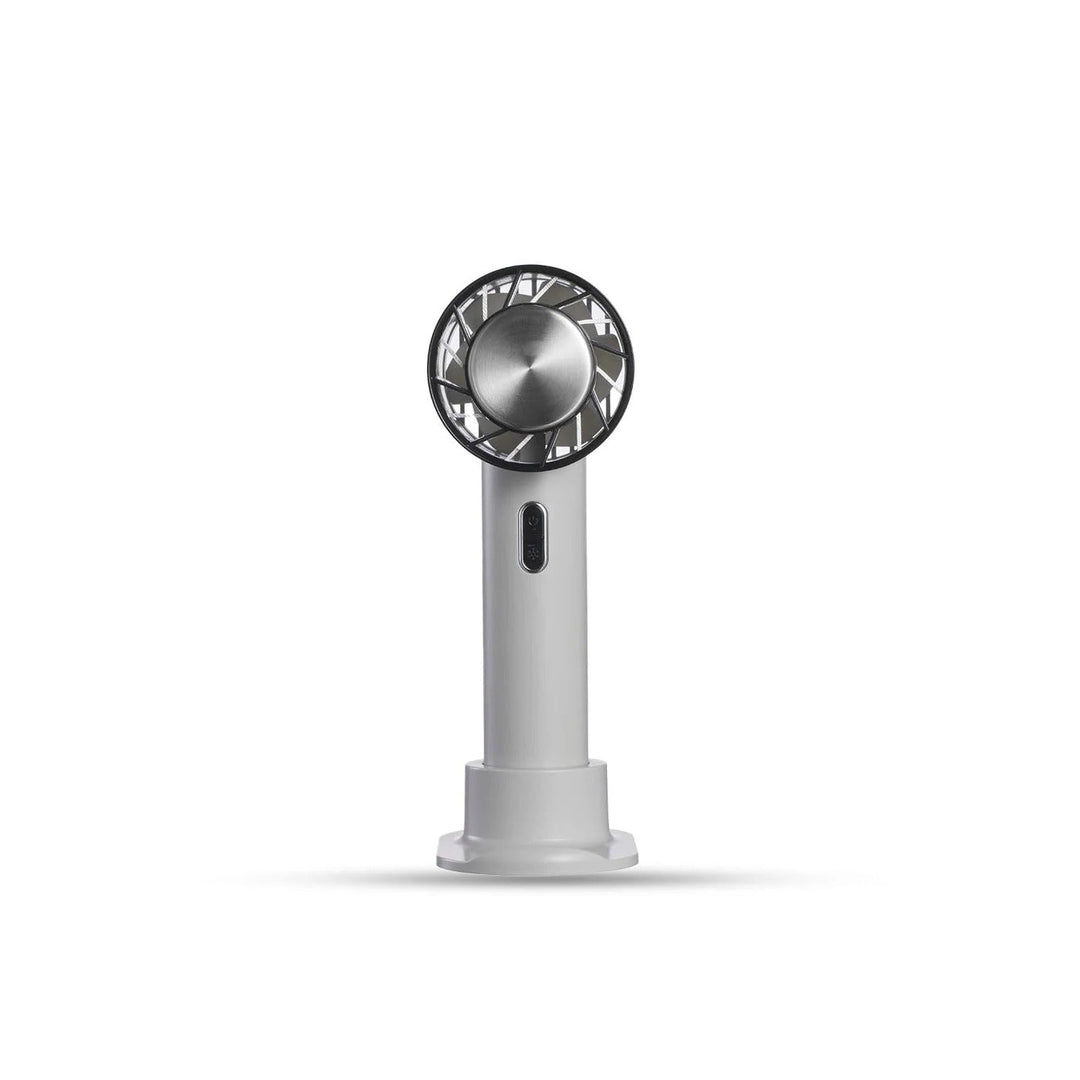 Compact rechargeable personal fan with strong airflow, ideal for travel, desk, and outdoor comfort.