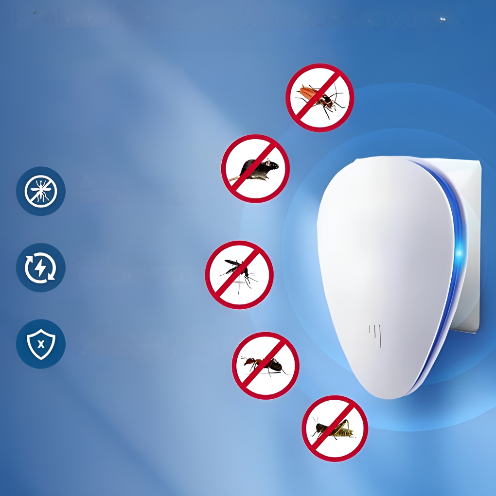 Electronic ultrasonic pest repeller, safe & chemical-free, keeps home protected from mice, spiders, and insects.