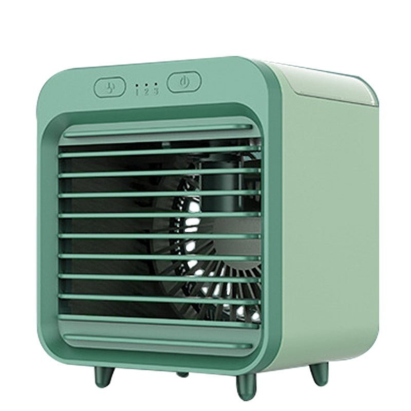 Quiet personal air cooler & humidifier with USB power. Portable desktop fan for refreshing summer comfort.