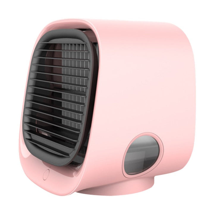 Portable USB air cooler, humidifier & quiet fan with LED light. Perfect personal cooling for office or bedroom.
