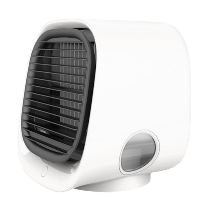 3-in-1 compact USB air cooler, humidifier & silent fan. Personal desktop cooling for home, office or travel.