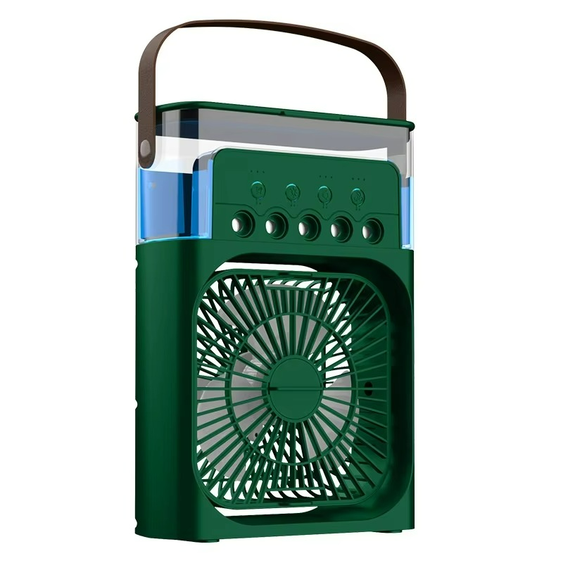 Unisex portable USB air cooler fan & humidifier for desk, home office, or personal cooling, compact design.