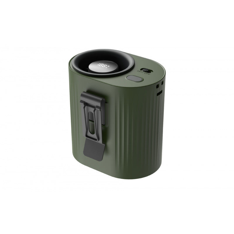 White mini electric heater, delivering consistent personal warmth, ideal for desks, small rooms, or travel.