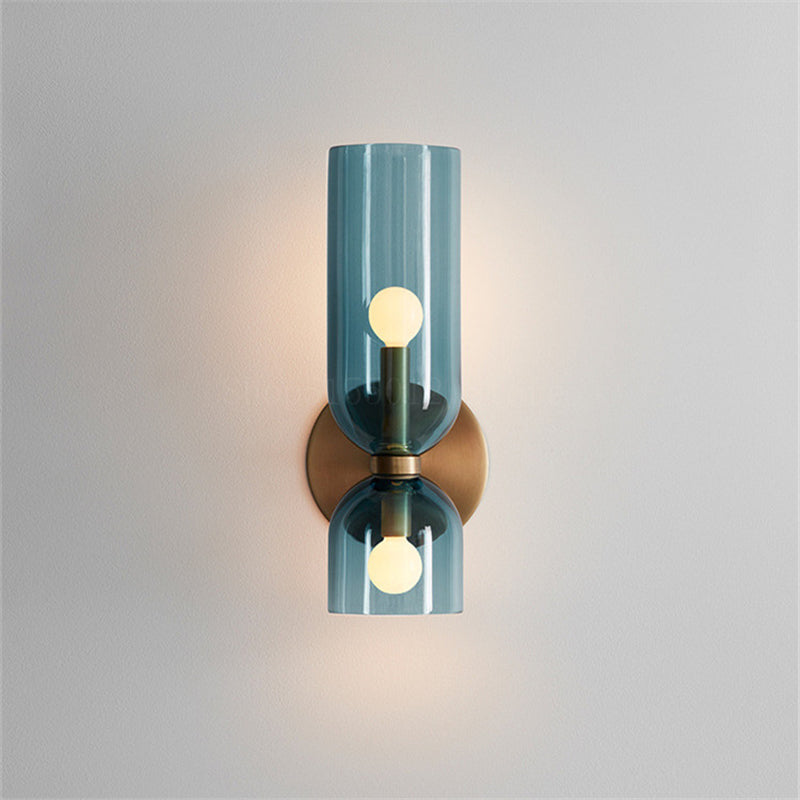 Sleek glass twin wall lamp, offering sophisticated modern lighting to enhance any interior.