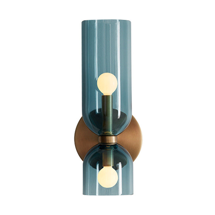 Designer glass twin wall lamp, an elegant contemporary fixture for ambient lighting & modern interior design.