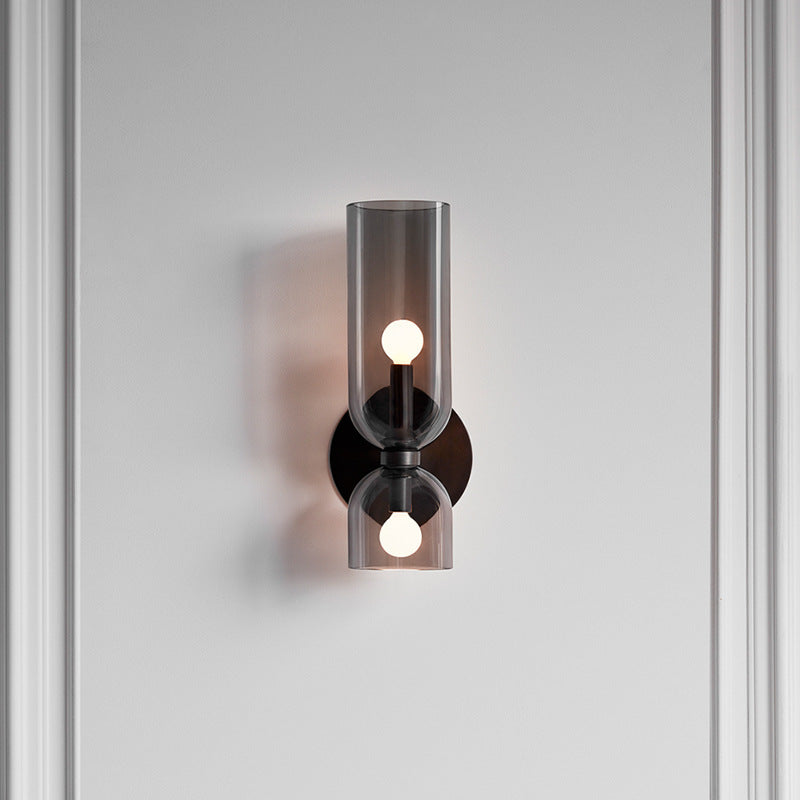 Sophisticated contemporary twin wall light, featuring glass design for elegant ambient lighting.