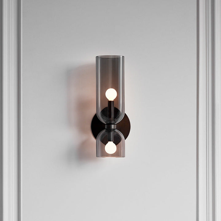 Sophisticated contemporary twin wall light, featuring glass design for elegant ambient lighting.
