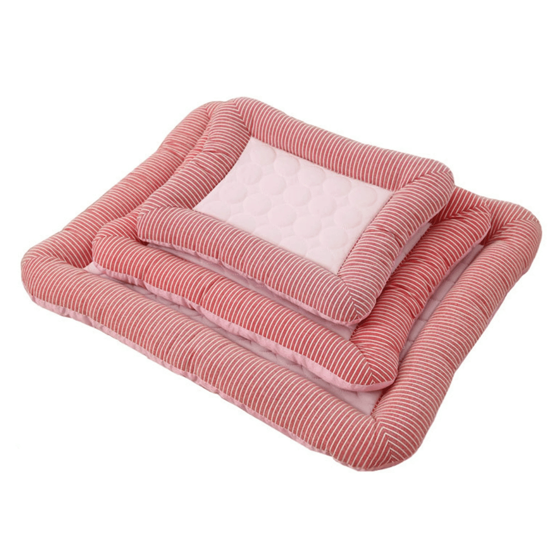Non-slip cooling dog bed cushion for peaceful summer naps. Machine washable pet mat.
