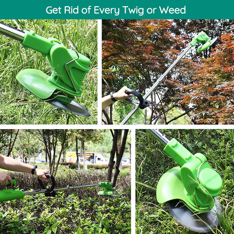 Ergonomic cordless electric grass trimmer for comfortable & easy yard maintenance.