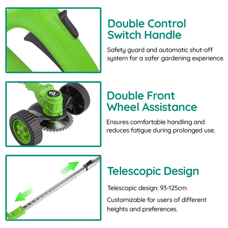 Adjustable cordless electric grass trimmer, perfect yard tool for efficient lawn care & trimming.