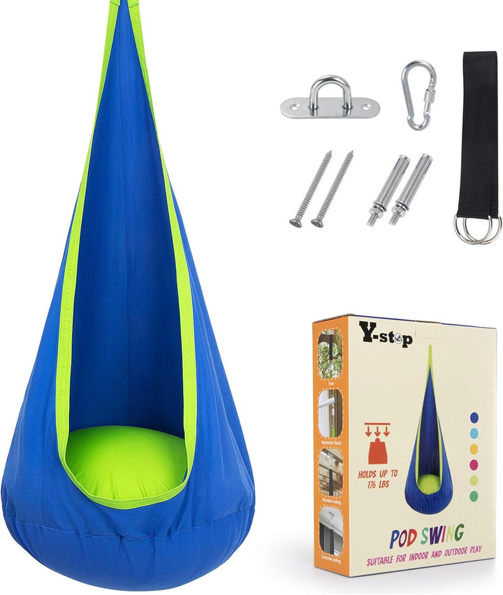 Hanging chair for kids' bedroom, adds a playful touch and cozy spot.