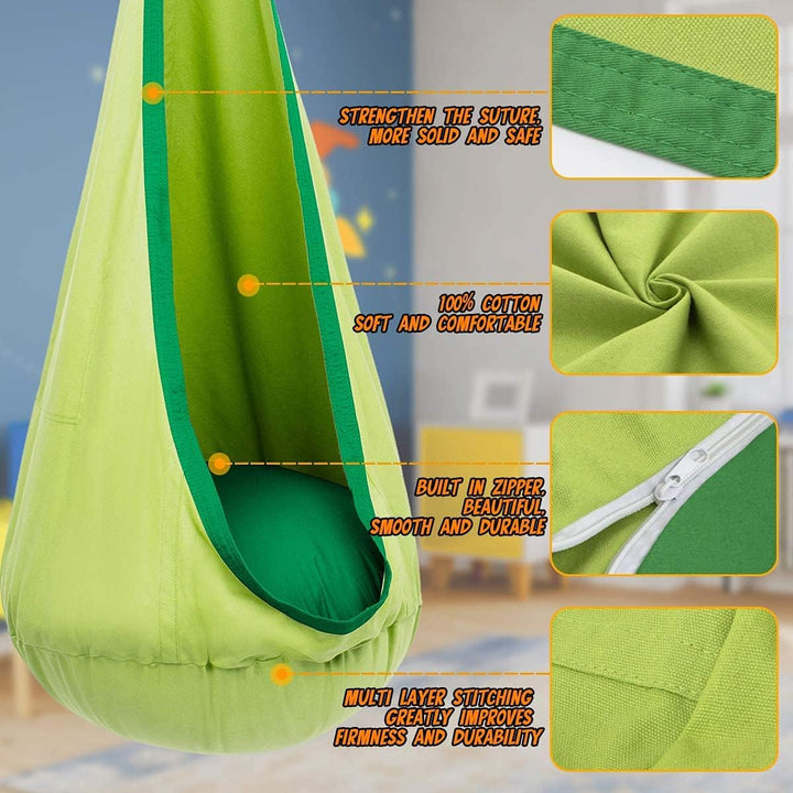 Relaxing indoor swing for kids, perfect for unwinding after a busy day.