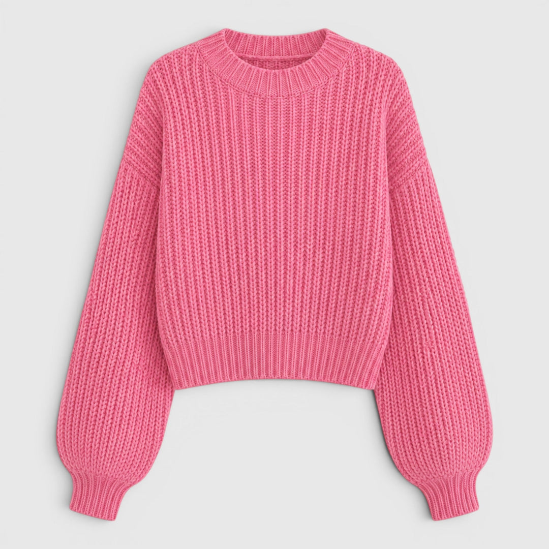 Relaxed fit women's thick knit sweater, a cozy cardigan for autumn & winter warmth.