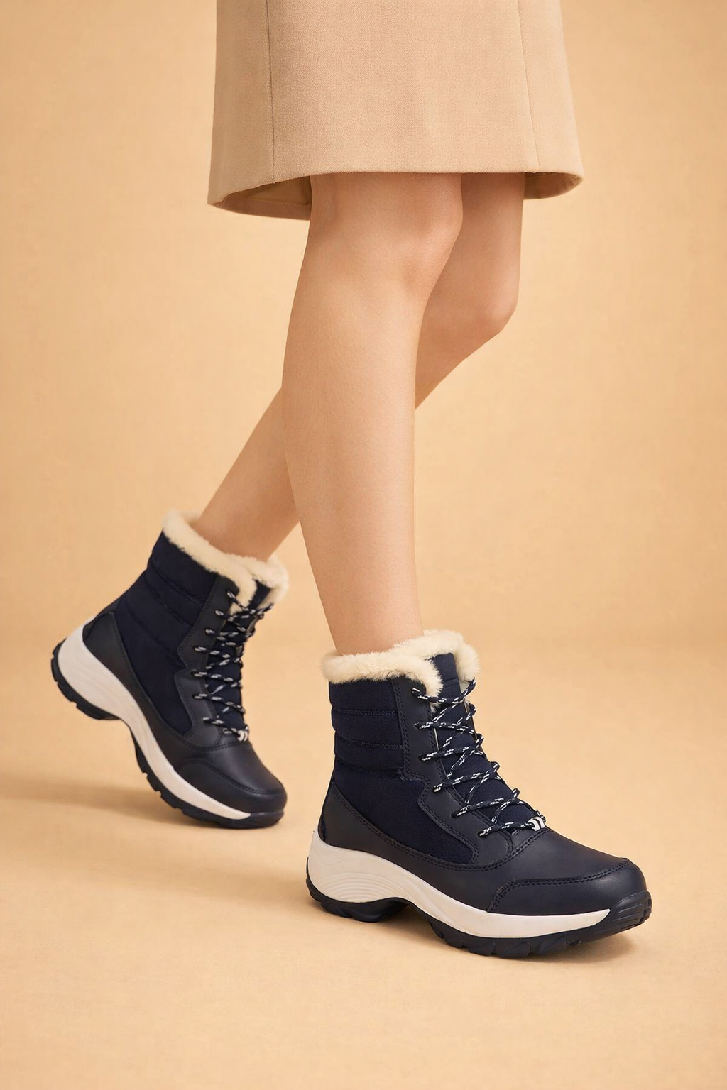Casual women's cozy platform boots, providing ultimate warmth and comfort for cold weather adventures.