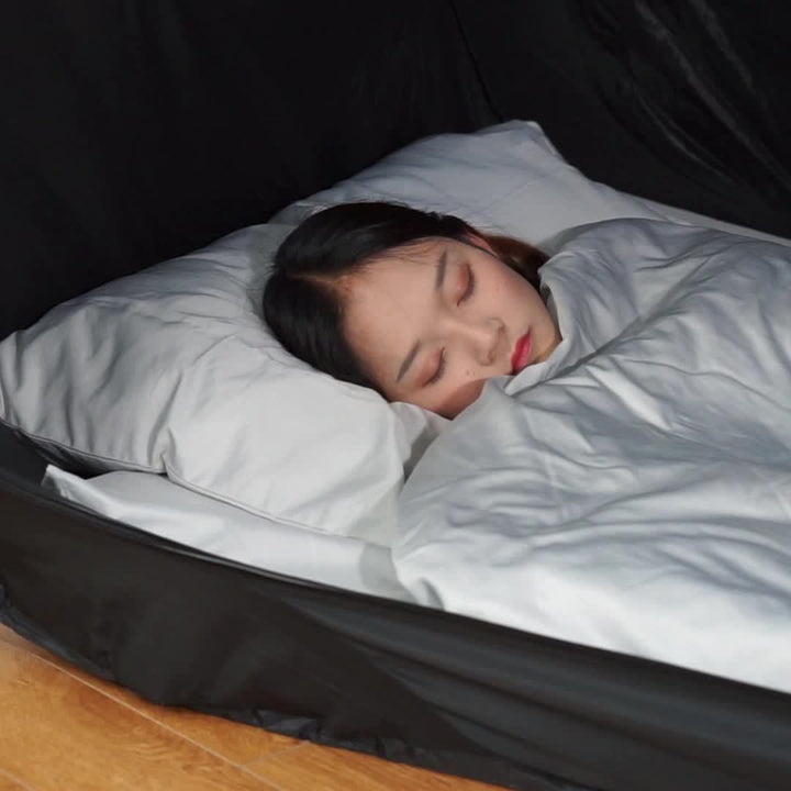 Portable CozyNest tent bed, an excellent outdoor & indoor sleep solution with privacy and comfort.