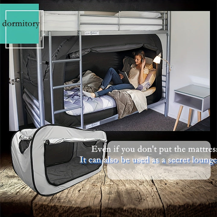 Comfortable CozyNest folding tent bed for indoor naps, outdoor camping, or a private sleep solution.