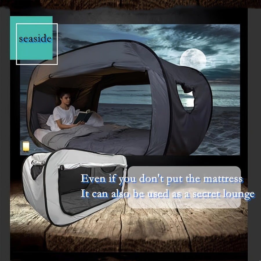 Single privacy tent bed, a cozy sleep solution for camping, home, or a portable travel bed.