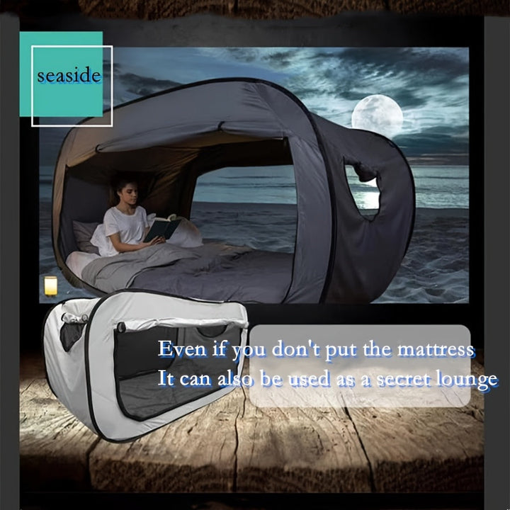 Single privacy tent bed, a cozy sleep solution for camping, home, or a portable travel bed.