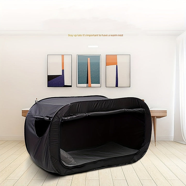 Versatile folding tent bed, perfect as a camping bed, indoor guest bed, or travel sleep solution.