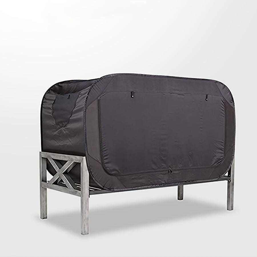 Easy-setup portable tent bed, providing a comfortable sleep space anywhere, for indoor or outdoor use.