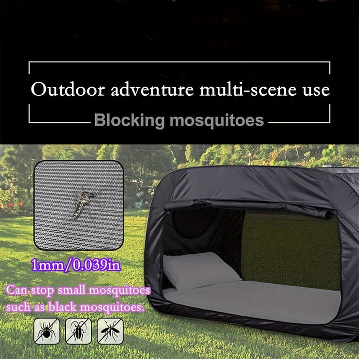 Cozy single indoor tent bed, a private and comfortable sleep solution for small spaces or guests.