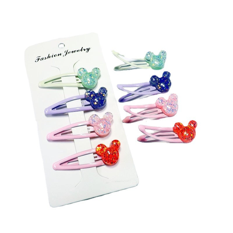 Girls' & women's playful hair accessory: cute plastic animal, fruit & Mickey clips.