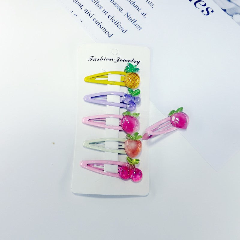 Fun fruit & animal plastic hair clips, a cute accessory for women & girls' playful look.