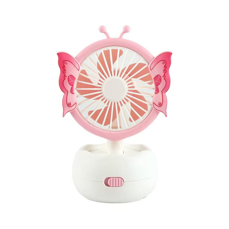 Adorable butterfly design children's table fan, quiet and portable, adds a fun touch to any kid's desk.