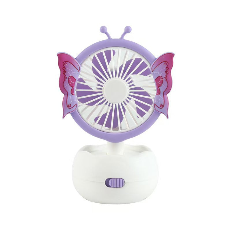 Children's quiet butterfly table fan, rechargeable and portable, perfect desk fan for a kid's study space.