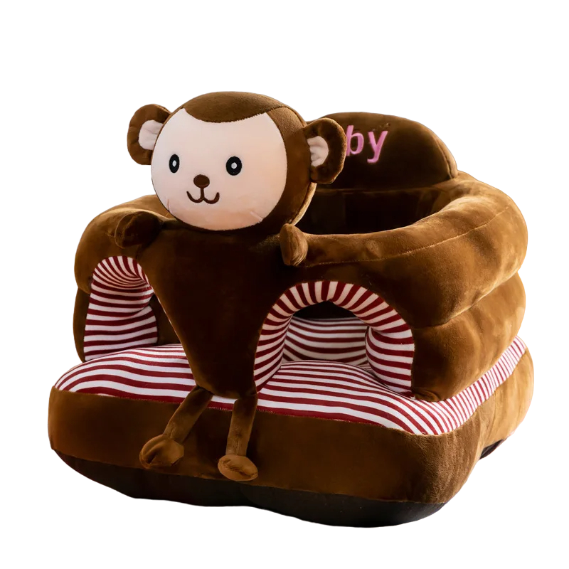 Infant support seat, soft cushion, aids toddler posture development & comfort. Features washable cartoon cover.